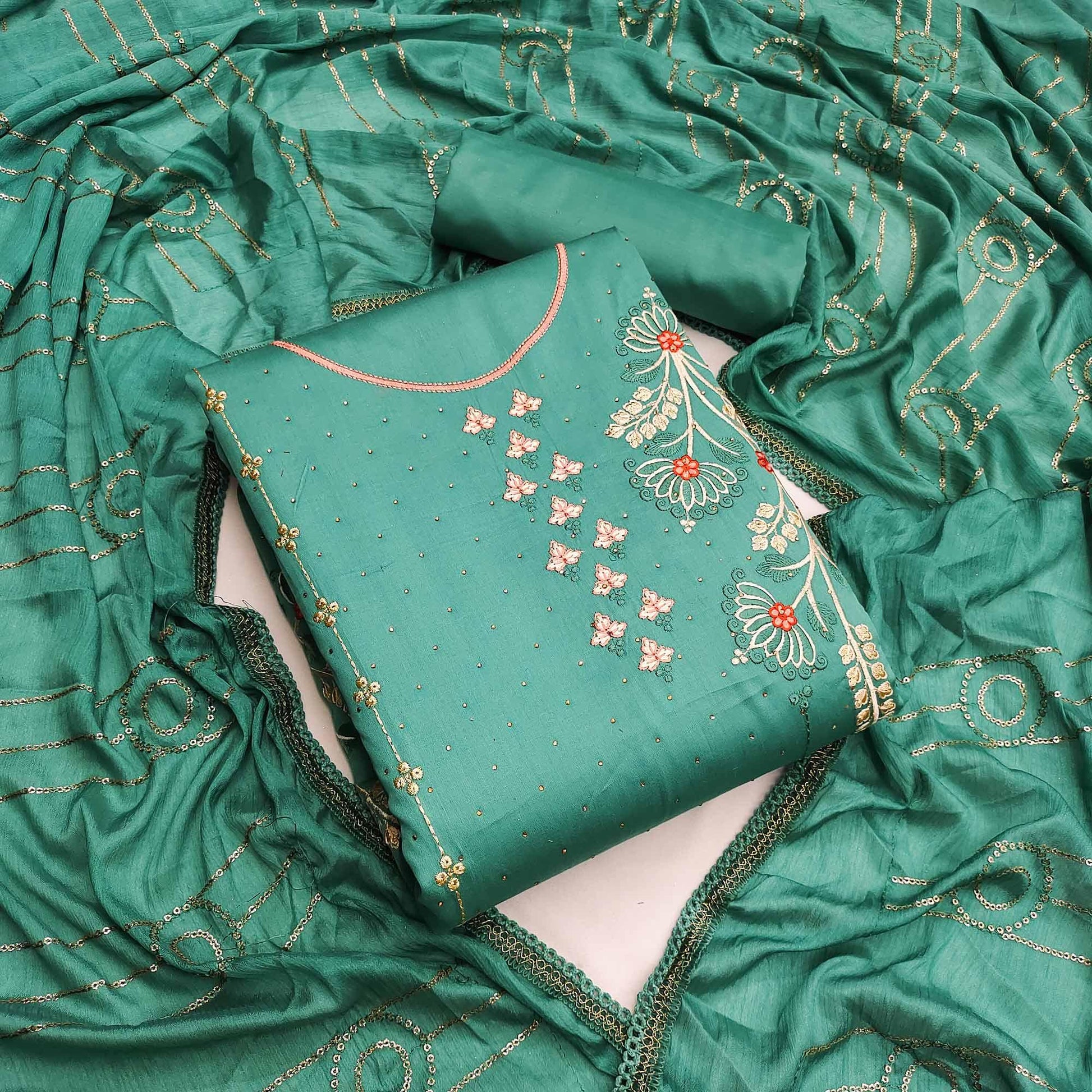 green-casual-wear-floral-embroidered-cotton-dress-material-129531