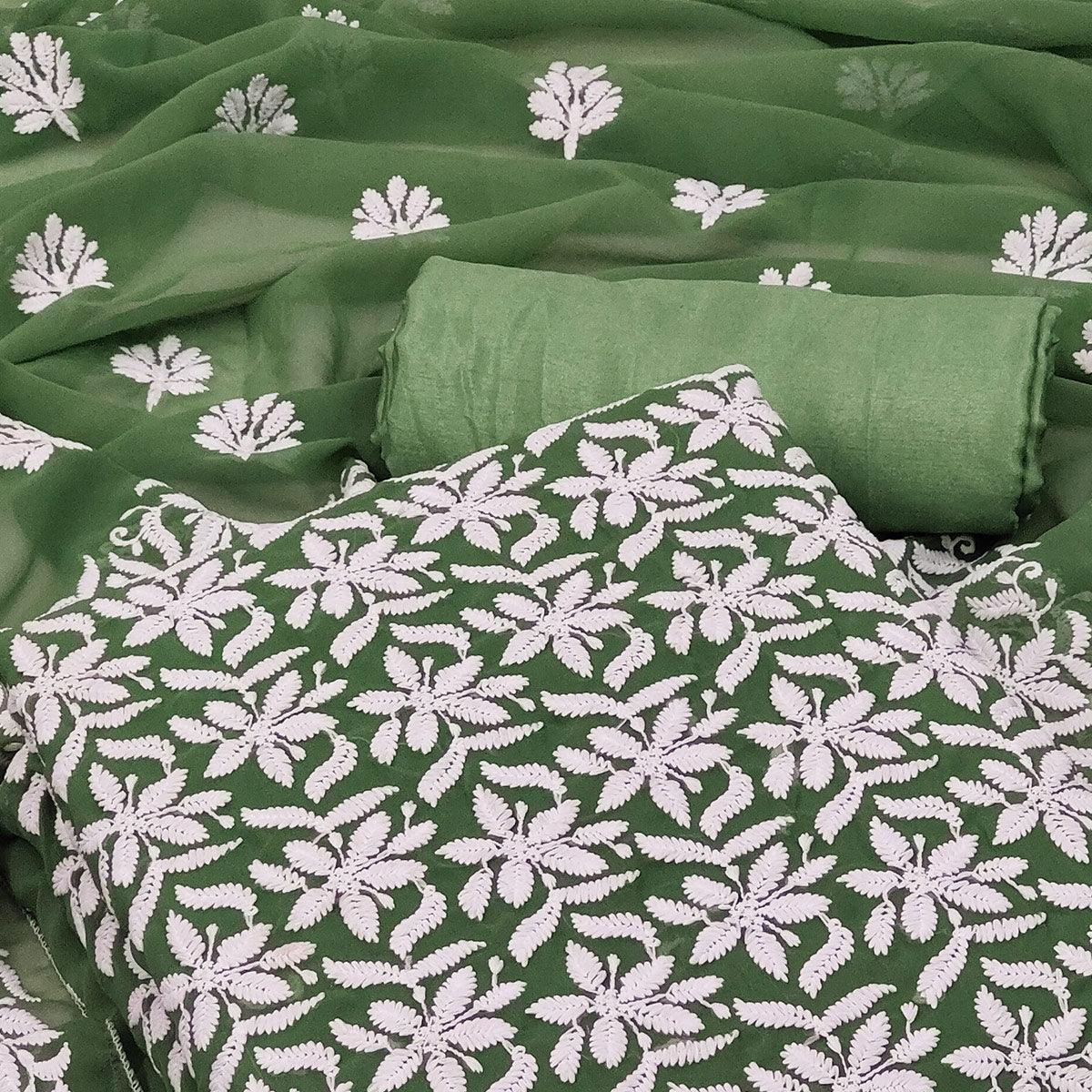 green-casual-wear-floral-embroidered-georgette-dress-material-138430