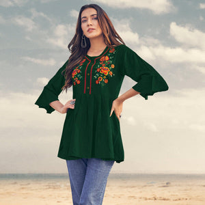 green-casual-wear-floral-embroidered-rayon-top-142514