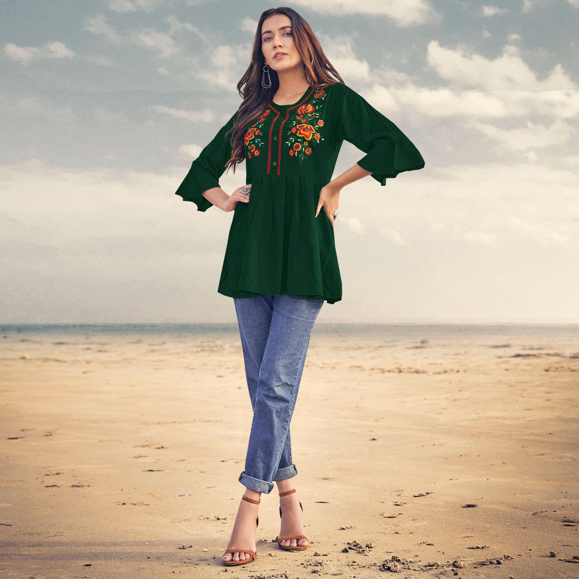 green-casual-wear-floral-embroidered-rayon-top-142514
