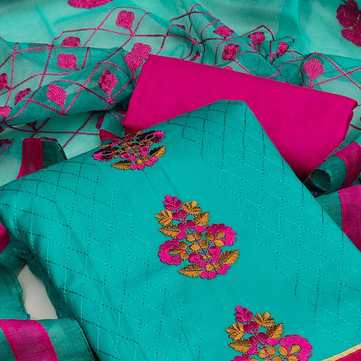 green-festive-wear-floral-embroidered-work-glass-cotton-dress-material-116325