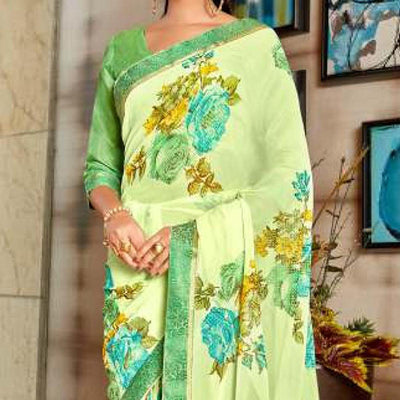 green-casual-wear-floral-foil-printed-pure-georgette-saree-115883