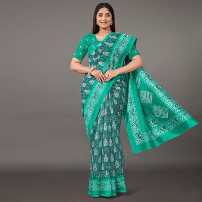 green-casual-wear-floral-printed-art-silk-saree-135452