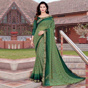 green-casual-wear-floral-printed-chiffon-saree-139693