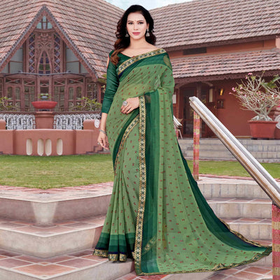 green-casual-wear-floral-printed-chiffon-saree-139693