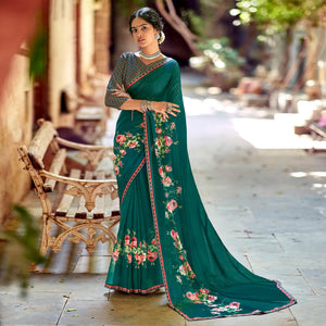 green-casual-wear-floral-printed-chiffon-saree-with-fancy-blouse-127058