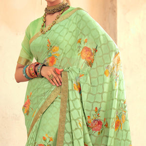 green-casual-wear-floral-printed-chiffon-saree-with-fancy-lace-127804