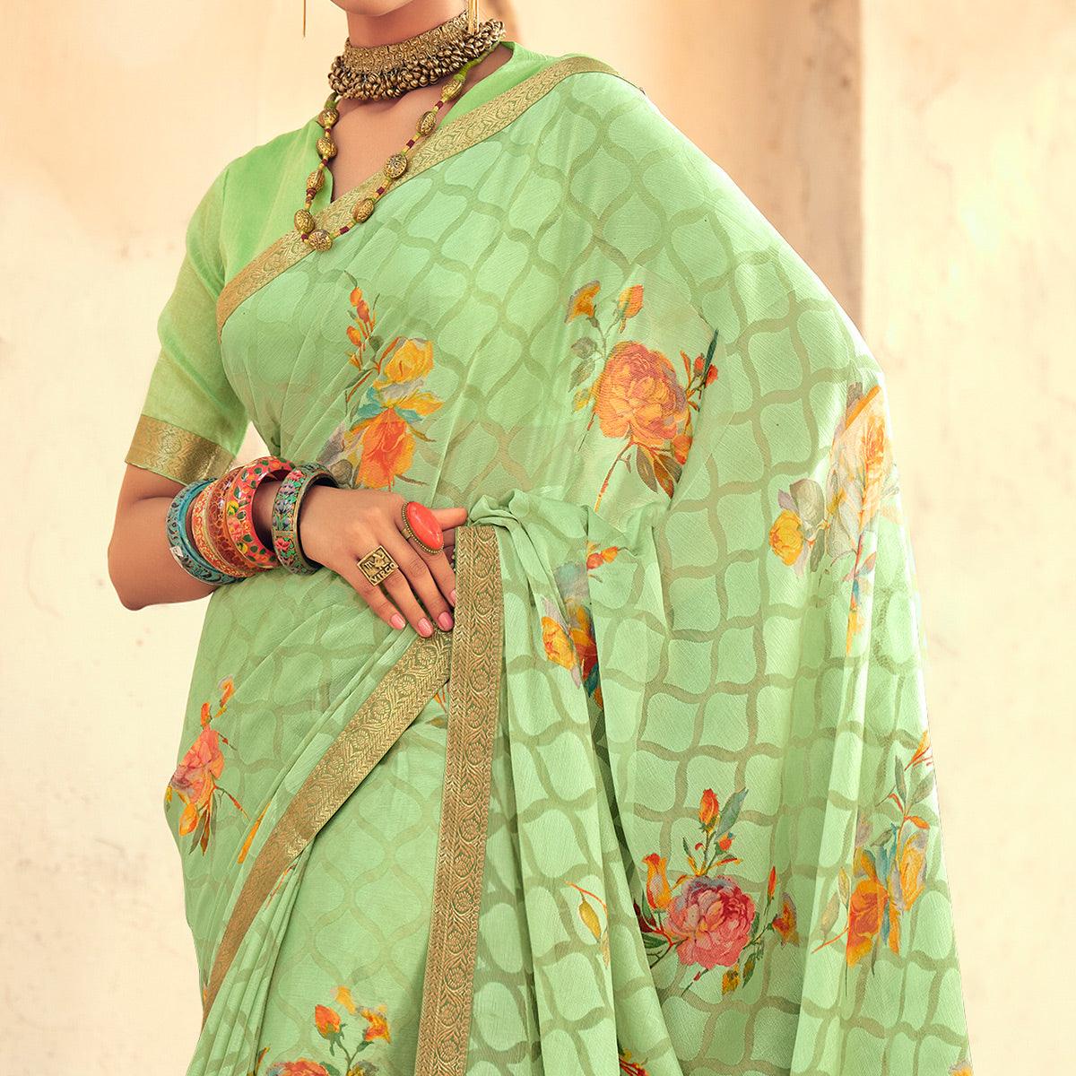 green-casual-wear-floral-printed-chiffon-saree-with-fancy-lace-127804