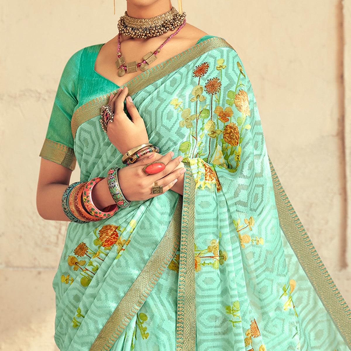 green-casual-wear-floral-printed-chiffon-saree-with-fancy-lace-127802
