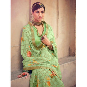 green-casual-wear-floral-printed-chiffon-saree-with-fancy-lace-127804