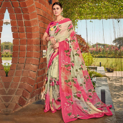 green-casual-wear-floral-printed-viscose-georgette-saree-112467