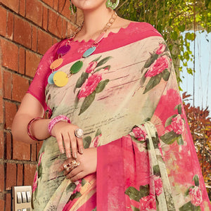 green-casual-wear-floral-printed-viscose-georgette-saree-112467