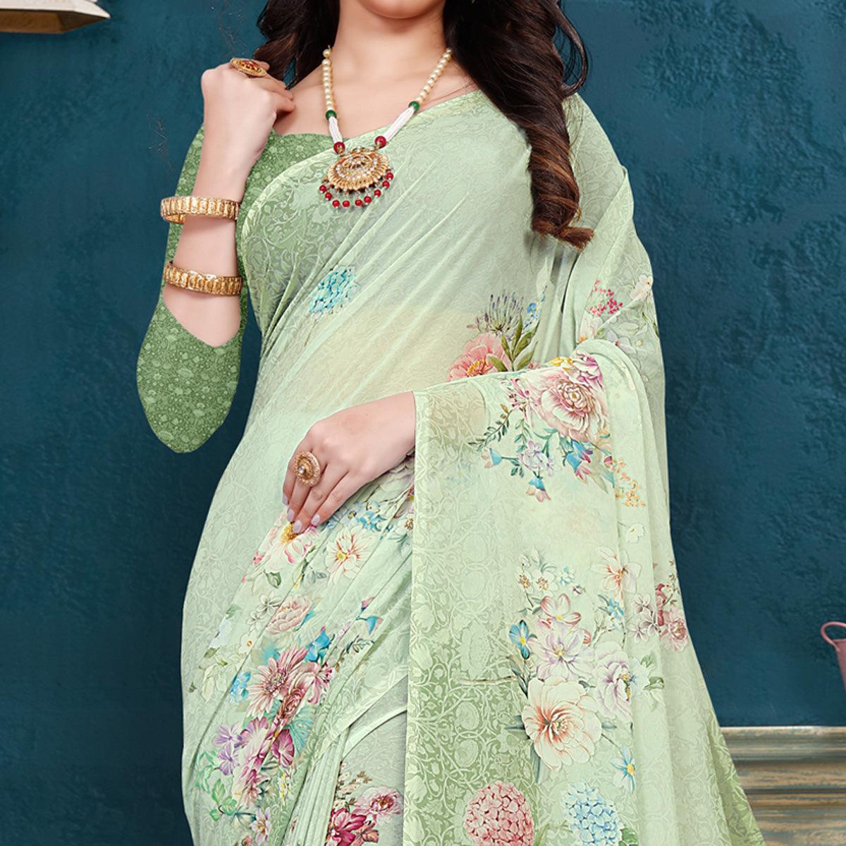 green-casual-wear-digital-printed-georgette-saree-139307