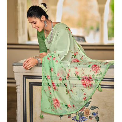 green-casual-wear-floral-printed-heavy-organza-silk-saree-126603
