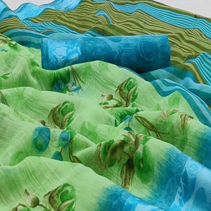 green-casual-wear-floral-printed-linen-satin-saree-137040