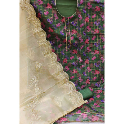 green-casual-wear-floral-printed-with-checks-chanderi-dress-material-130538