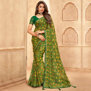 green-casual-wear-floral-printed-with-tassels-chiffon-saree-109126