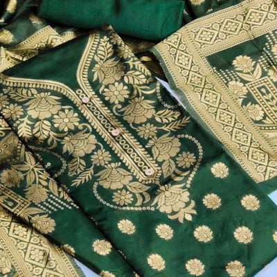 green-casual-wear-floral-woven-jacquard-banarasi-silk-dress-material-130515
