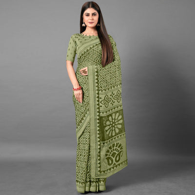 green-casual-wear-flower-brasso-saree-111438