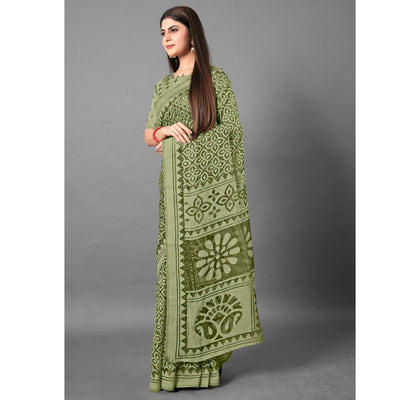 green-casual-wear-flower-brasso-saree-111438