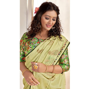 green-casual-wear-foil-printed-pure-chiffon-saree-120679