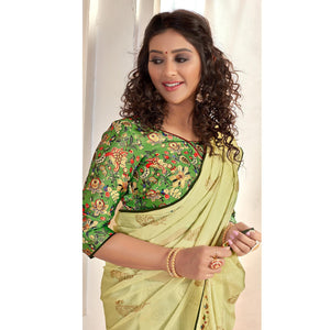 green-casual-wear-foil-printed-pure-chiffon-saree-120679