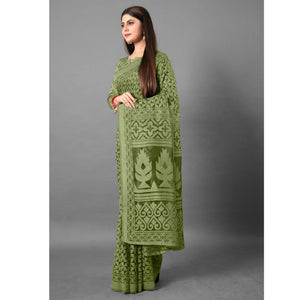 green-casual-wear-geometric-brasso-saree-111428