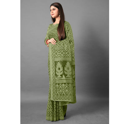 green-casual-wear-geometric-brasso-saree-111428
