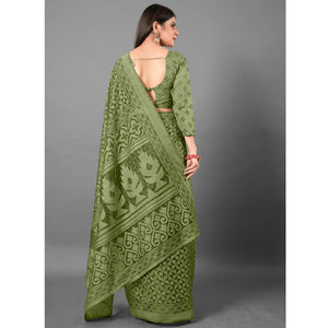 green-casual-wear-geometric-brasso-saree-111428