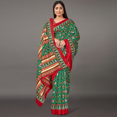 green-casual-wear-geometric-printed-art-silk-saree-135436