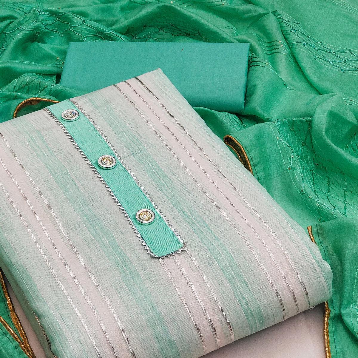 green-casual-wear-gota-patti-work-pure-cotton-dress-material-138625