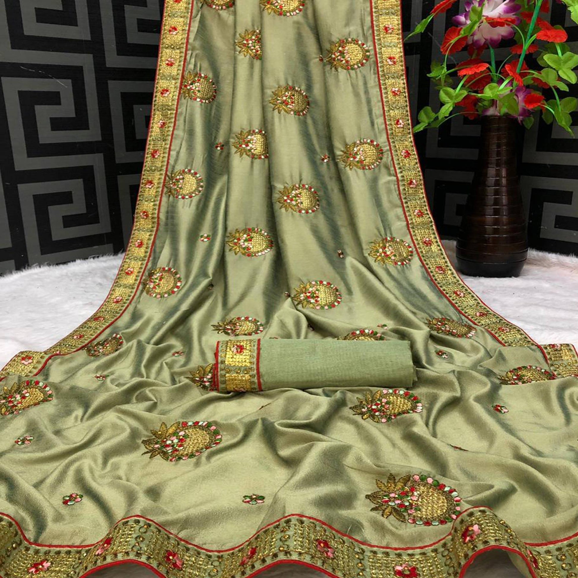 green-casual-wear-heavy-embroidered-stone-work-vichitra-saree-112299