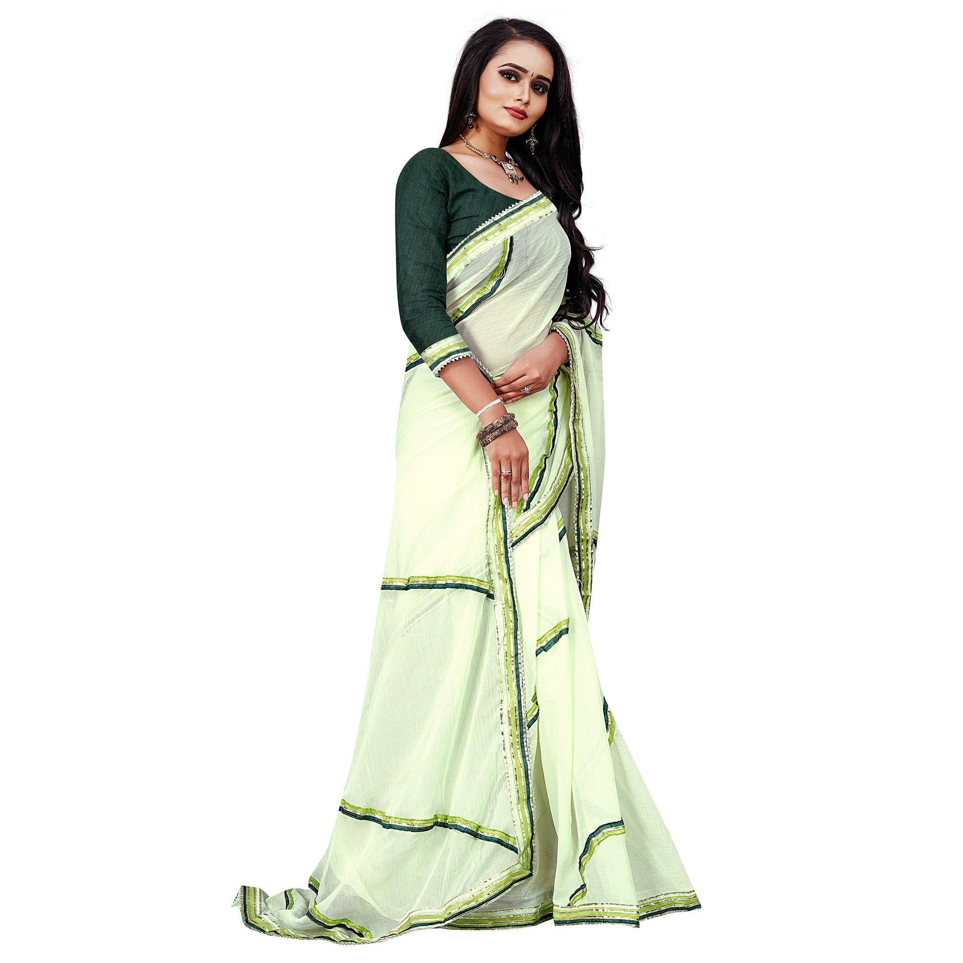 green-casual-wear-lace-work-chiffon-saree