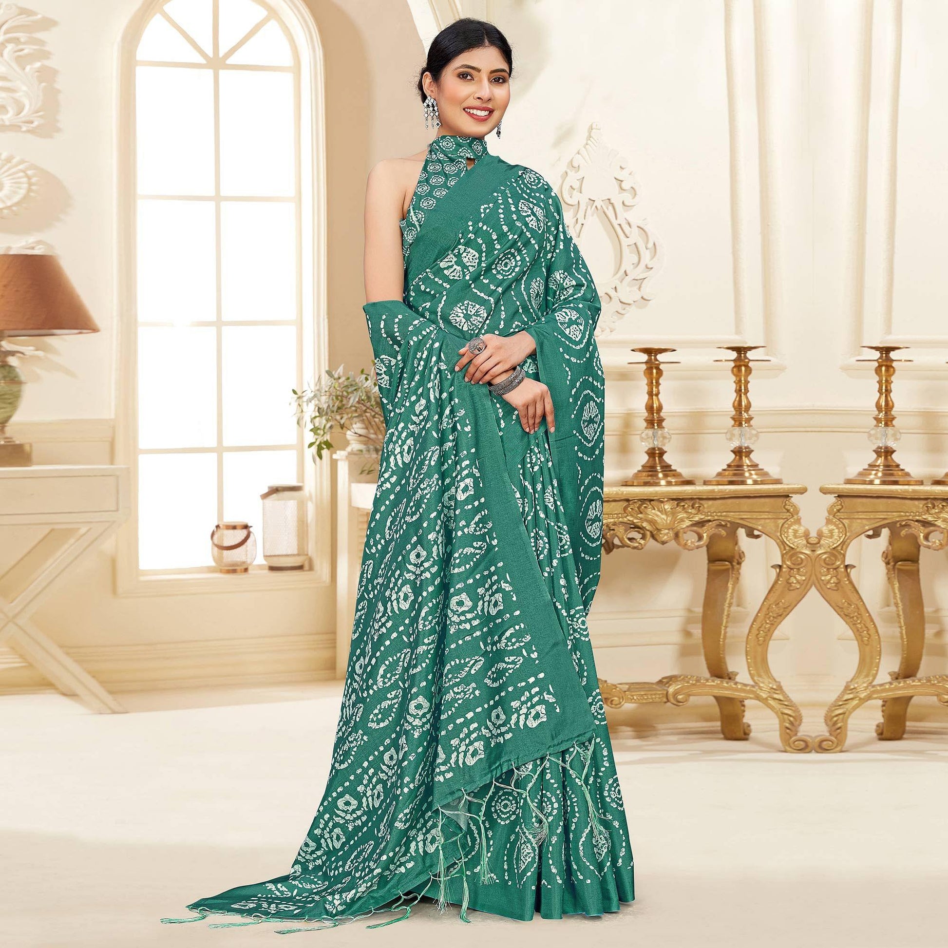 green-casual-wear-printed-art-silk-saree-141007