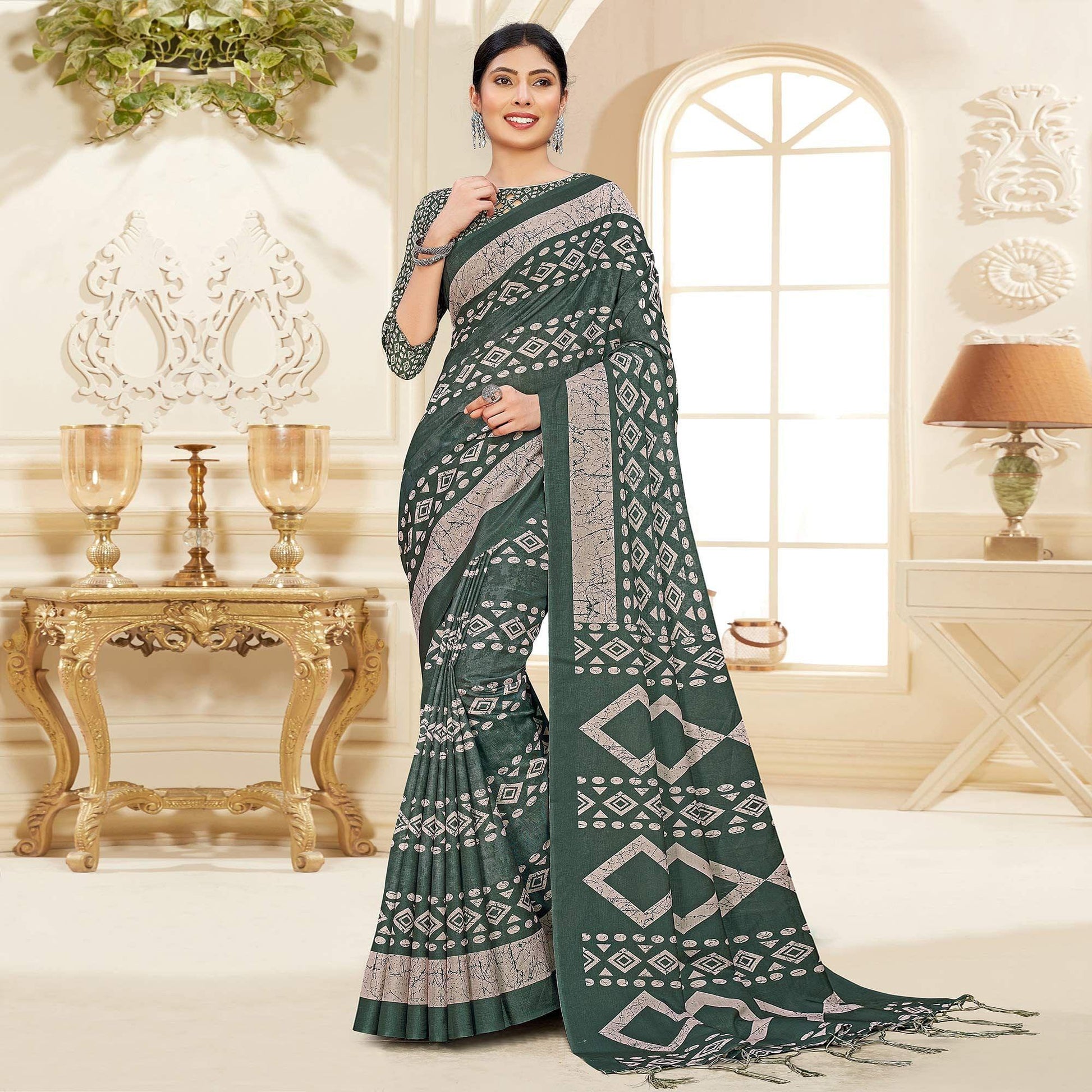 green-casual-wear-printed-art-silk-saree-141008