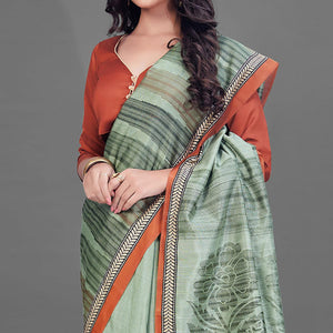 green-casual-wear-printed-bhagalpuri-silk-saree-126464