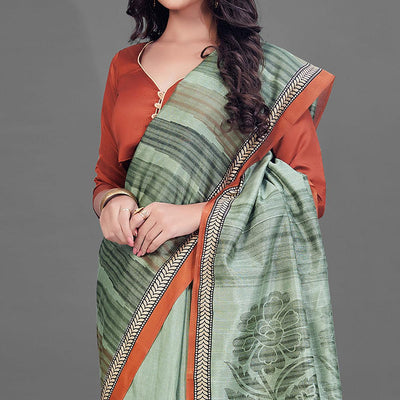 green-casual-wear-printed-bhagalpuri-silk-saree-126464