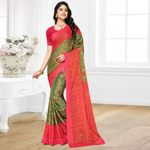 green-casual-wear-printed-brasso-chiffon-saree-136901