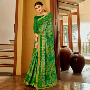green-casual-wear-printed-brasso-saree-120110