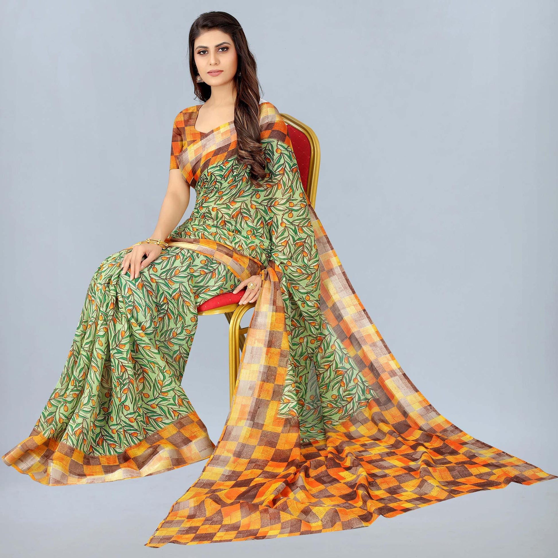 green-casual-wear-printed-chanderi-cotton-saree-127835