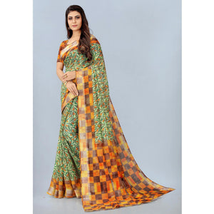 green-casual-wear-printed-chanderi-cotton-saree-127835