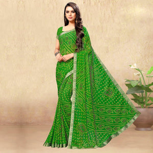 green-casual-wear-printed-chiffon-saree-118653