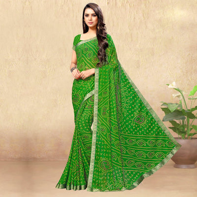 green-casual-wear-printed-chiffon-saree-118653