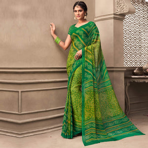 green-casual-wear-printed-chiffon-saree-120778
