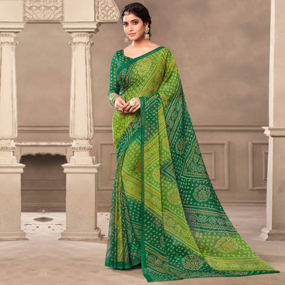 green-casual-wear-printed-chiffon-saree-120774