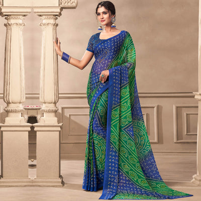 green-casual-wear-printed-chiffon-saree-120784