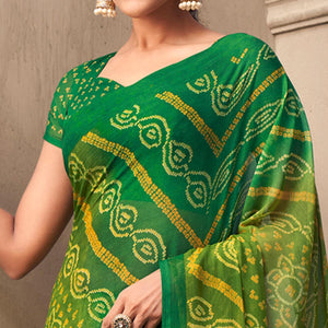 green-casual-wear-printed-chiffon-saree-120778