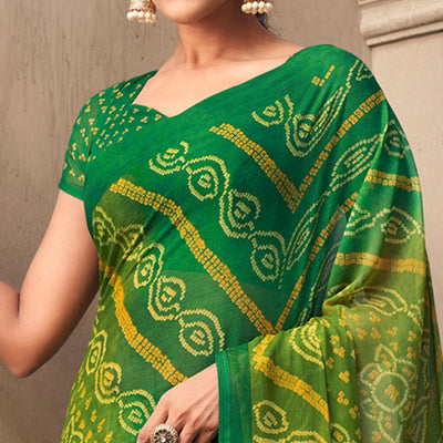 green-casual-wear-printed-chiffon-saree-120778