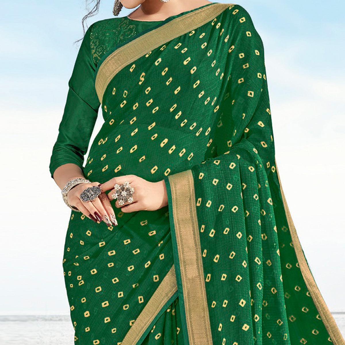 green-festive-wear-printed-chiffon-saree-120545