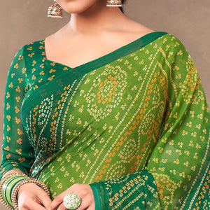 green-casual-wear-printed-chiffon-saree-120774